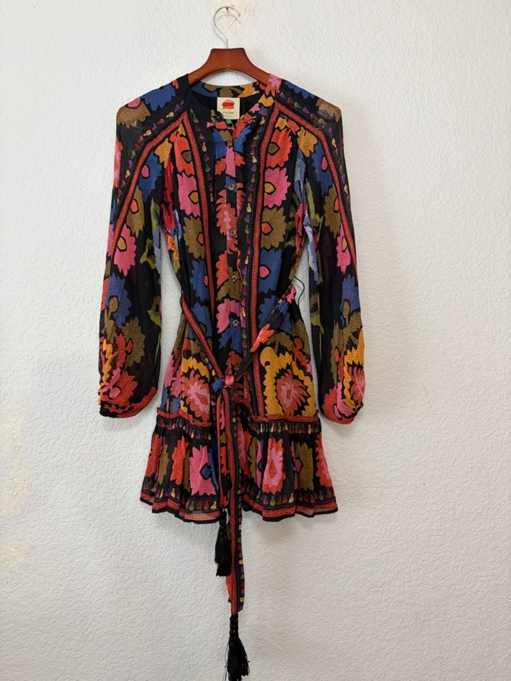 Farm Rio Flowers Floral Long Sleeve Mini Dress - Picture 5 of 16